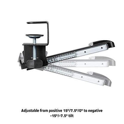 Kantek Desk Clamp Tilting Keyboard Tray, 5 Tilt Angles, Negative and Positive Tilt, Slides Under Desk, 26.8-Inch W x 11.1-Inch D, Black (KT175) - size: 26.8-Inch W x 11.1-Inch D