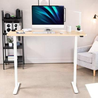 VIVO Light Wood 60 x 24 in Standing Desk, DESK-KIT-W06C - color: Light Wood Top / White Frame, size: 60 x 24 inch