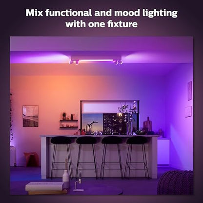 Philips Hue White and Color Ambiance Centris Smart LED Ceiling Light - Includes (1) Color Changing Light Fixture in White with 4 Individually Adjustable Spotlights - Works with Voice - style: 4 Spotlights