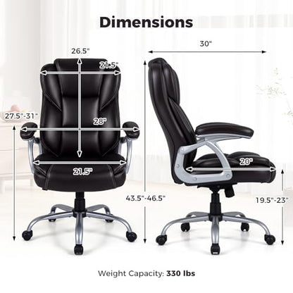 COSTWAY Executive Office Chair with High Back and Thickened Seat Cushion - color: Brown