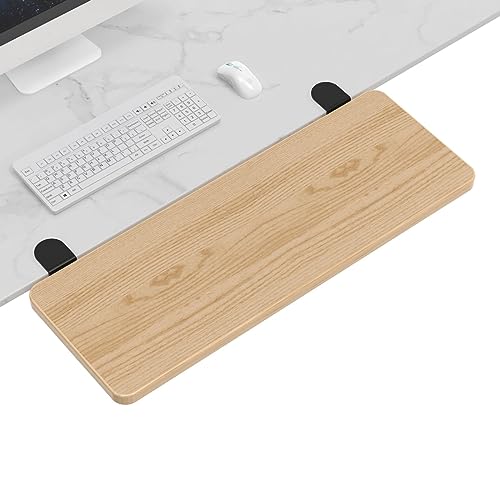 Sisyphy Ergonomics Desk Extender Tray, 29.5x9.5" Punch-Free Clamp on, Foldable Keyboard Drawer Tray, Table Mount Arm Wrist Rest Shelf, Computer Elbow Arm Support - color: Maple, size: 29.5*9.5"(75*24cm)