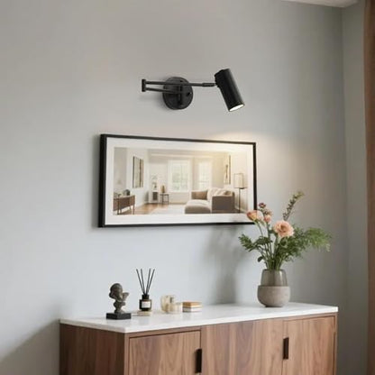 KCO Lighting Black Swing Arm Wall Sconce Farmhouse Adjustable Wall Lamp Industrial Wall Mounted Reading Light Modern Long Swing Arm Wall Lamp - color: Black-1
