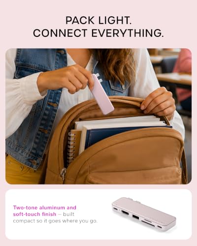 Satechi 6-in-2 USB-C Snap Hub, 4K/60Hz HDMI, for MacBook Neo, Blush - color: Blush