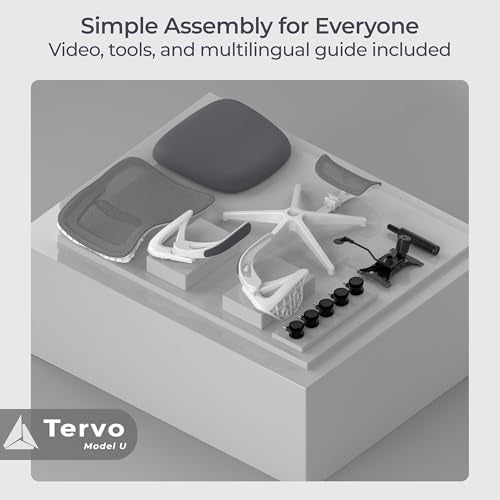 Tervo Model U - Folding Office Chair - Ergonomic Design for Small Spaces - color: H- White & Grey