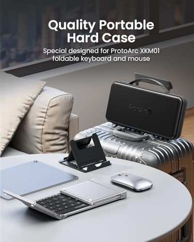 ProtoArc XKM01 Full-Size Foldable Keyboard Mouse for Travel, Black Silver - color: Black Silver