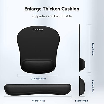 TECKNET Keyboard Wrist Rest and Mouse Pad Set with Wrist Support | Memory Foam Ergonomic Mousepad Rests for Pain Relief, Wrist Rest for Computer Keyboard for Office & Home