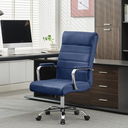 Modern Office Desk Chair, Conference Room Chairs, High Back Ergonomic Home ofiice Chair, Adjustable Height Swivel Executive Computer Chair with Armrest and Padded Seat (Blue) - color: Blue