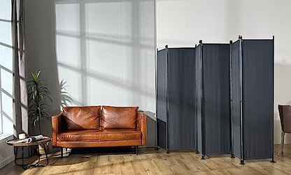 MAYOLIAH 6 Panel Room Dividers Folding Privacy Screen 6ft Tall Partition - color: Grey, size: 20"-6 Panel-Flower Base