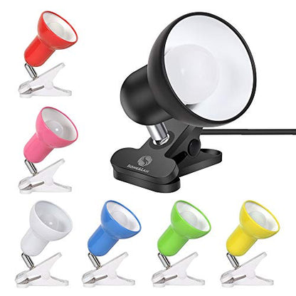 RONG&LAN Clip lamp,360° Rotation Clip on Lamp Portable Book Reading Light,Clamp on Desk/Table/Bunk Bed/Cupboard Home Lighting, (Desk lamp,Seven Colors for Your Choice) (Red) - color: Red