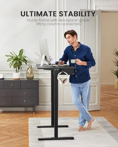 ErGear Electric Standing Desk with Keyboard Tray, 44x24 Inches Adjustable Height Sit Stand Up Desk, Home Office Desk Computer Workstation, Black - color: Black, size: 44" X 24"