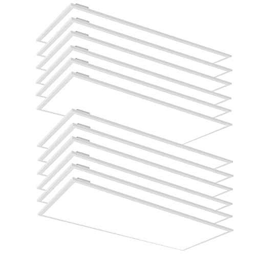 12 Pack 2x4 LED Flat Panel Light Drop Ceiling Office Shop Fixture, 7800LM 5000K Recessed Edge-Lit Troffer Fixture, Dimmable 0-10V LED Drop Ceiling Light for Commercial Office, ETL Listed - size: 12pack--2X4FT
