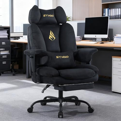 Symino Ergonomic Gaming Chair with Footrest & 155° Recline - color: Black-horn