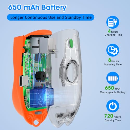 Symcode Bluetooth Barcode Scanner Mini 1D Small Wireless Bar Code Scanner 3-in-1 Bluetooth & 2.4G Wireless & USB Wired Barcode Scanner with Android,iOS,Computers,Windows - color: 1D Laser Orange