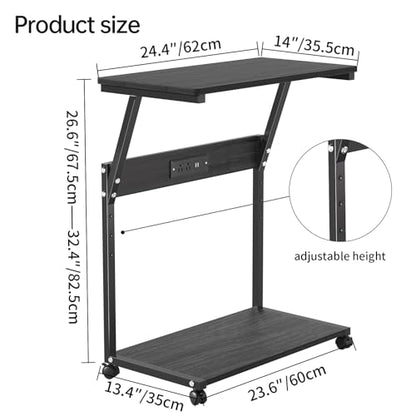 FANXIYQ Computer Tower Stand with Charging Station, Adjustable Height PC Tower Stand for Floor & Carpet, Rolling CPU Holder Cart with Top Shelf, Under Desk PC Cart, Black - color: Black