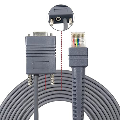 Barcode Scanner Cable RJ45 to RS232 Straight Cable for Symbol Zebra DS3578 DS9808 DS9808 DS6608 DS4208 (3M / 9FT Flatted RS232 Port) - size: 3M / 9FT Flatted RS232 Port