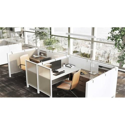 Pemberly Row Plastic Partition Extender with Clamp, 30"x29", Clear Thermo-Plastic Sheeting, Durable Office Privacy Screen, Adjustable Mount, Compatible with Standard Cubicle Systems