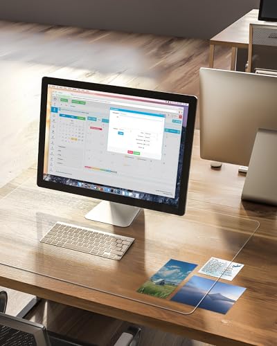 Oterri Clear Writing Desk Pad, 12’’x36” Heat Resistant Waterproof PVC Round Edge Durable Desk Protect Mat, Anti-Static Writing Mat Table Protector - size: 36" x 12"