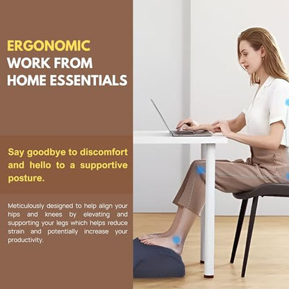 Foot Stool Under Desk, Ergonomic Foot Rest Under Desk Pillow for Improved Posture, Work from Home Essentials & Gaming Desk Accessories, Versatile Footrest for Couch, Office & Car with Massage Texture