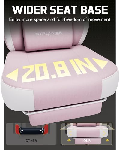 GTPLAYER Big & Tall Gaming Chair, Wide Seat with Footrest, Pink - color: 04 Pink