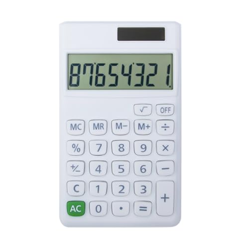 Basic Standard Calculators Small Digital Desktop Calculator with 8-Digit LCD Display, Battery Solar Power Smart Calculator Children's School Adult Office Family Standard Functions (8 Bit White) - color: 8 Bit White