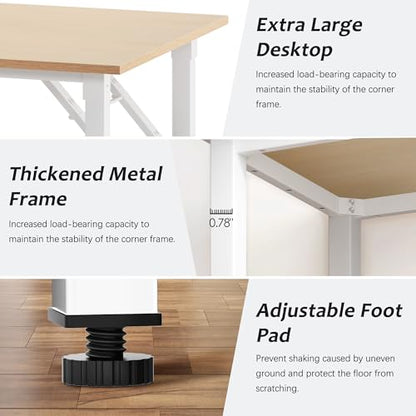 Need Office Computer Desk 47.2x23.6 in Sturdy Folding Laptop Table Pink Oak | White Frame Writing Gaming Work Table/Foldable Home Office Desk/Sewing Table, No Assembly Required - color: Pink Oak & White Frame, size: 47inch