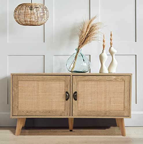 PHI VILLA Rattan Cabinet - TV Stand/Storage Cabinet with Doors, Console Table - color: Rattan-new