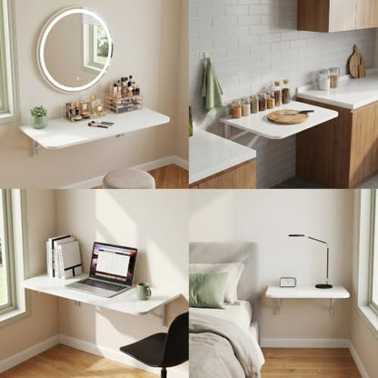 Baoz Wall Mounted Folding Table 47.2''*15.7'', Heavy Duty Laundry Table for Folding Clothes, Wall Desk Fold Down for Small Spaces, Collapsible Foldable Floating Desk for Laundry Room, Office, Kitchen
