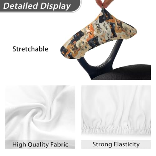 Cute Cartoon Cats Printed Office Chair Arms Protector Kitten Printed Office Seat Hand Rest Protector with Elastic Edge, Stretchable Skin Friendly Computer Chair Desk Chair Arms Covers - color: Cute Cartoon Cats - Multi