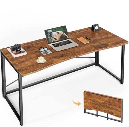 Huuger Folding Desk for Small Spaces, 47.2 Inch Foldable Computer Table - color: Rustic Brown, size: 18.9"D x 47.2"W