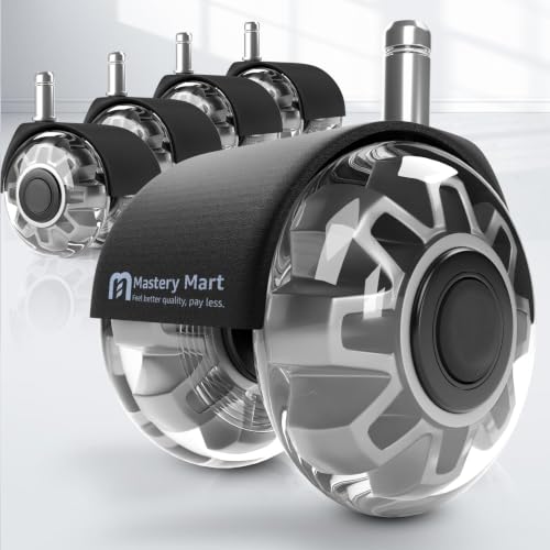 Mastery Mart Office Chair Caster Wheels for Hardwood Floors, Heavy Duty and Quiet Smooth Rollerblade Wheels for Office Chair, Universal Size (11x22mm), Suitable for Most Chairs - style: 2 inch-Grey