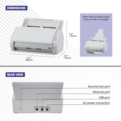 RICOH SP‑1130N High‑Speed Duplex Document Scanner, Ethernet/USB - size: SP‑1130N
