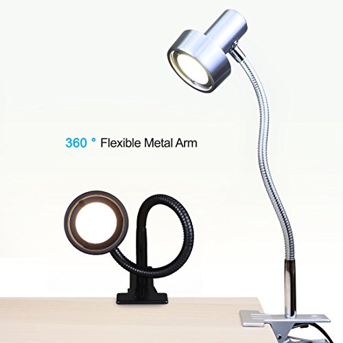 O’Bright Luxor - Dimmable LED Desk Lamp with Gooseneck (Black-Clip on) - color: Black-Clip on