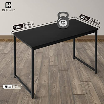 CAPHAUS 47 Inch Modern Computer Desk for Home Office, Gaming & Small Spaces - Compact Black Writing Desk, Easy Assembly, 220 lbs, P2 Board - size: 47 inch
