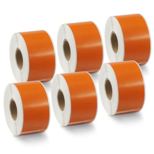 BETCKEY - Replace for DYMO 30321 (1-2/5" x 3-1/2") Labels, [6 Roll/Orange] - color: Orange, size: 30321 [1-4/10" x 3-1/2"]