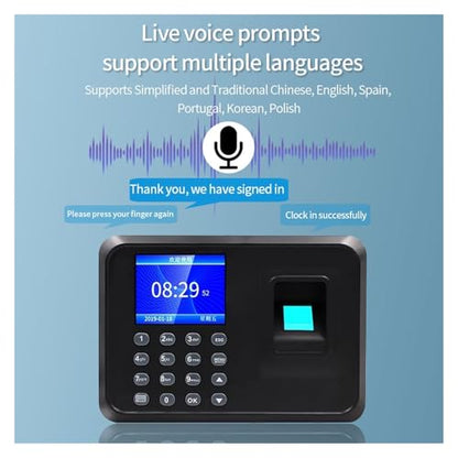 Biometric Fingerprint Time Attendance Machine Employee Recognition Device Electronic Staff Worker Check in Record Clock Recorder
