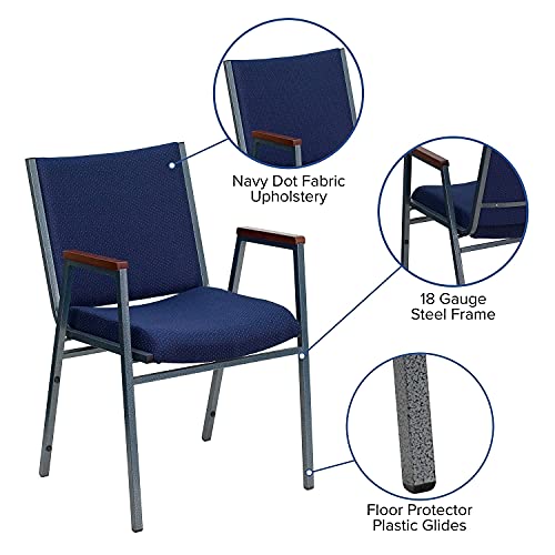 Flash Furniture Hercules Fabric Stack Chair with Arms, Navy Blue - color: Navy Patterned Fabric, size: Set of 1