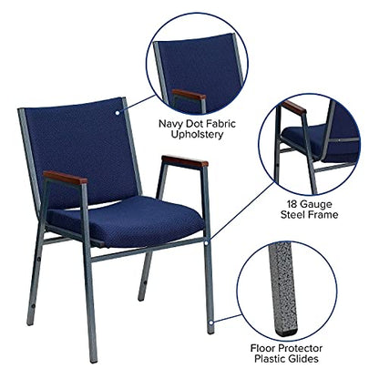 Flash Furniture Hercules Fabric Stack Chair with Arms, Navy Blue - color: Navy Patterned Fabric, size: Set of 1