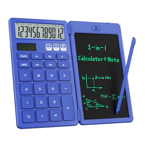 Desk Calculator with Erasable LCD Notepad Calculators ROATEE Desktop Basic Calculators for Middle School Cute Pocket Solar Calculator Office Desk Accessories Supplies Home Office Essential Big Button - color: Blue