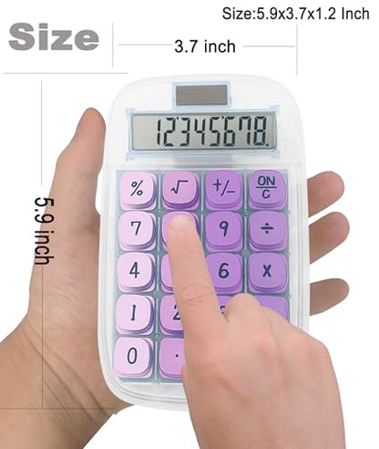 Deskboard Buddy with Calculator, Mechanical Calculator(Purple) | Large LCD Display 8 Digit Tilt Screen and Big Button for Teachers Students Basic Office - color: T - Purple