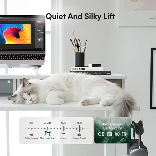 FEZIBO L Shaped Electric Standing Desk, 63x48 inch Large with Drawers | Reversible Tabletop, 2 Memory Height Settings | Home Office & Gaming Height-Adjustable Table, Warm White（2 Packages） - color: Warm White, size: 63"x48"