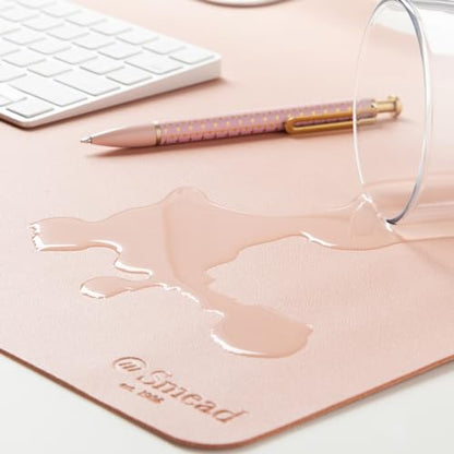 Smead Vegan Leather Desk Pad Mat, Office Desk Mat, Small, Dusty Rose Pink | Waterproof desk pad protector, writing mat and desk blotter. Non-slip suede grips under a laptop, keyboard and mouse. - color: Dusty Rose Pink, size: 13.7" x 23.6"