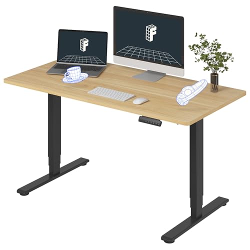 FLEXISPOT E6 3-Stage Dual Motor Electric Standing Desk 55 x 28 Sit Stand Up Desk, Holds 220 lbs, Adjustable Height w/Memory Presets, One-Piece Maple Desktop & Black Frame, Ships in 2 Boxes - color: Black Frame + Maple Top, size: 55"x28" Whole-Piece