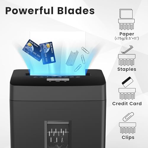 Locksworth 12-Sheet Micro Cut Shredder for Home Office, 6 Gallons Bin P-4 High Security Shredders for Paper, CD, Credit Card, Staple, Clip, Heavy Duty Commercial Paper Shredder with Casters - size: 12-sheet