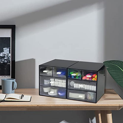 Desk Organizer with Drawer, Desk Storage Box, Plastic Office Stationery Supplies Organizers, Desktop Organizer for Office School Home (4 drawer, Black) - style: 4 drawer