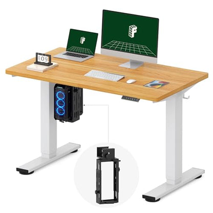 FLEXISPOT EN2 48"x24" Electric Standing Desk with PC Stand Bundle, Maple - color: Maple Top + White Frame, size: 48x24 | PC Stand