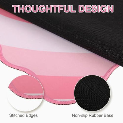 L-SPOUTTO Pink Mouse Pad,Cute Desk Mat XXL Large Scalloped Gaming Mousepad,35.4x15.7in Non-Slip Rubber Base Keyboard Pad Waterproof Desktop Mat for Laptop Computer Work Game Home Office-Pink Heart - color: Pink Heart