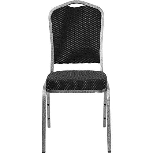 Flash Furniture Hercules Fabric Crown Back Stackable Banquet Chair, Silver | Silver Vein Frame, Fabric Upholstery - color: Black Dot Patterned Fabric/Silver Vein Frame, size: Set of 1