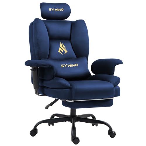 Symino Ergonomic Gaming Chair with Footrest & 155° Recline - color: Dark Blue