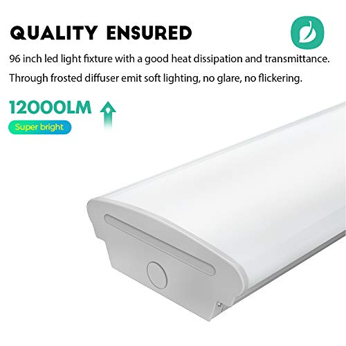 8FT LED Shop Lights 110W LED Garage Light, 5000K, 12000lm, 8 Foot Linear Strip Fixture, Surface and Suspend Mounting, for Warehouse, Workshop, Replace for Fluorescent Tube 2 Pack - size: 8FT