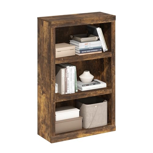 Furinno Rail 3-Tier Open Library, Amber Pine - color: Amber Pine, size: 3 Niveles